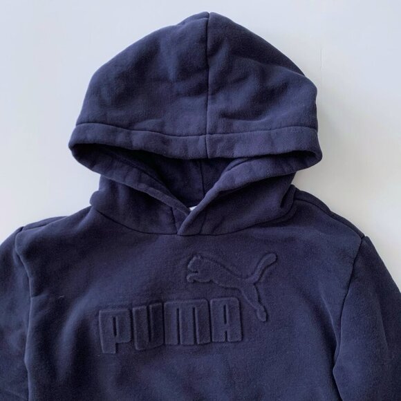 Puma Girl Navy Fleece Hoodie Sweatshirt 5T 6 years XS - Picture 2 of 7